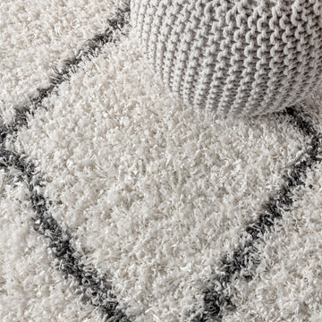 Beautiful mercer Shag Plush Tassel Moroccan Tribal Geometric Trellis Area Rug